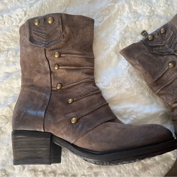 A.S.98 Military Dress Style Boots in Stone Leather Side Zip Women's 38 (US 7.5) - Picture 3 of 16